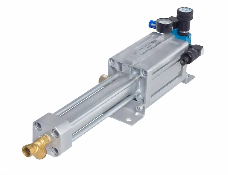 Pneumatic cylinder with regulator and fittings